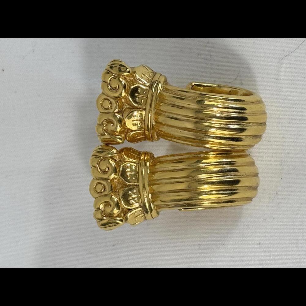 Vasari - Vintage Solid Gold Statement Earrings - image 1
